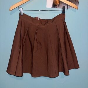 Romwe brown pleated skirt size small